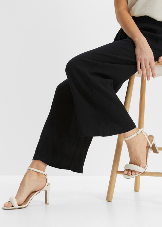 bonprix Schlupfhose aus Viskose, mit Bindeband, lockere Passform, mit Crinkle-Struktur