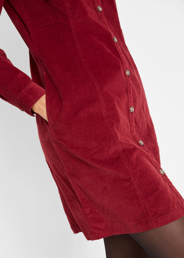 bonprix Hemdblusenkleid Brusttaschen für Alltag, aus Baumwolle und Elasthan, mit Knopfleiste