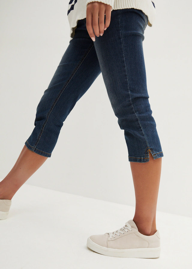 bonprix Caprijeans »Slim Fit Jeans Mid Waist, cropped« 3/4-Capri-Look, Five-Pocket Style, Regular Fit, schmale Beinform