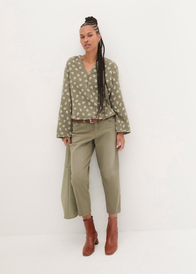 bonprix Langarmbluse »Oversize-Bluse aus luftigem Musselin« Oversize-Passform, für den Alltag, aus Musselin, mit V-Ausschnitt