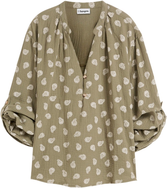 bonprix Langarmbluse »Oversize-Bluse aus luftigem Musselin« Oversize-Passform, für den Alltag, aus Musselin, mit V-Ausschnitt