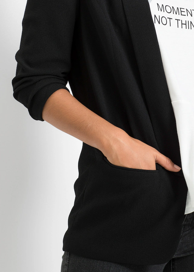 bonprix Longblazer festlicher Stil, taillierte Passform, aus Polyester und Elasthan