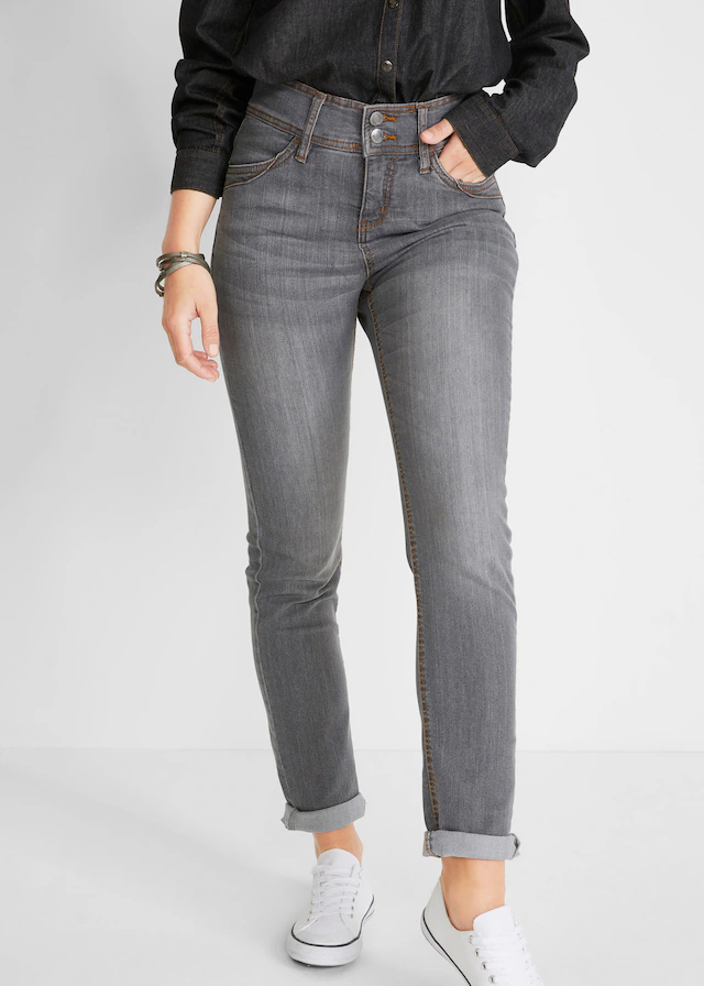 bonprix Slim-fit-Jeans »Slim-Fit-Jeans High Waist, Komfort-Stretch« Skinny fit Passform, mit Eingrifftaschen und Gesäßtaschen