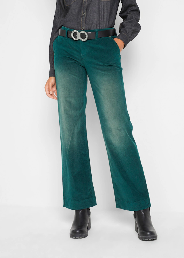 bonprix Cordhose »Stretch-Cordhose, Wide« aus Baumwolle und Elasthan, Loose Fit, ausgestelltes Bein