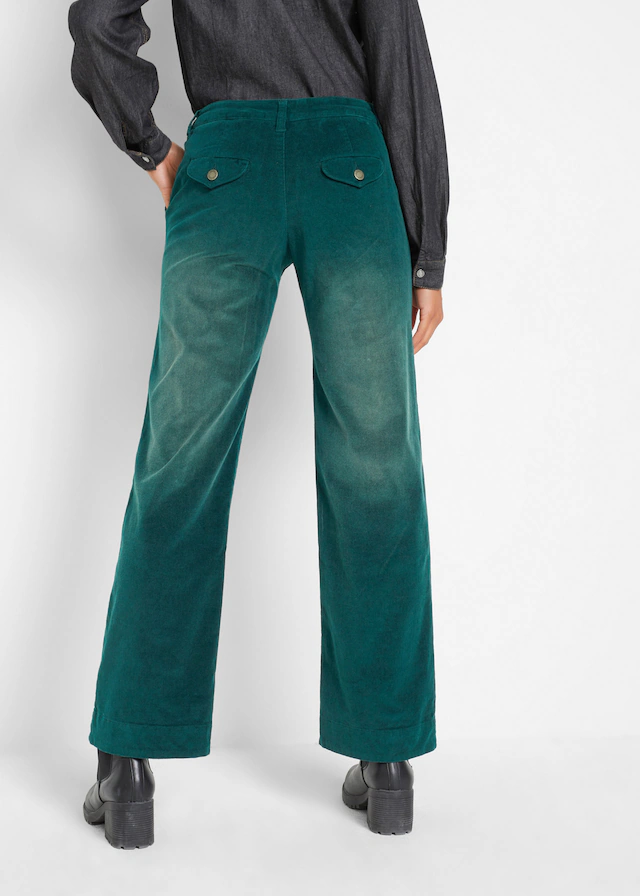 bonprix Cordhose »Stretch-Cordhose, Wide« aus Baumwolle und Elasthan, Loose Fit, ausgestelltes Bein