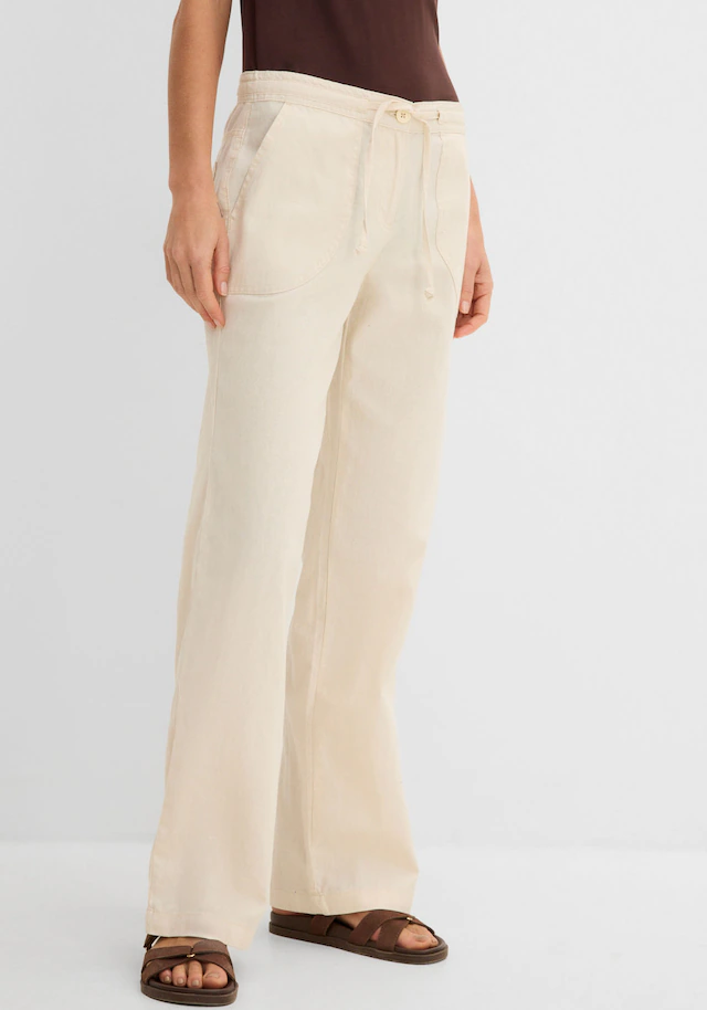 bonprix Leinenhose Loose Fit, mit Kordelzugbund, mit Eingrifftaschen, mit Gesäßtaschen