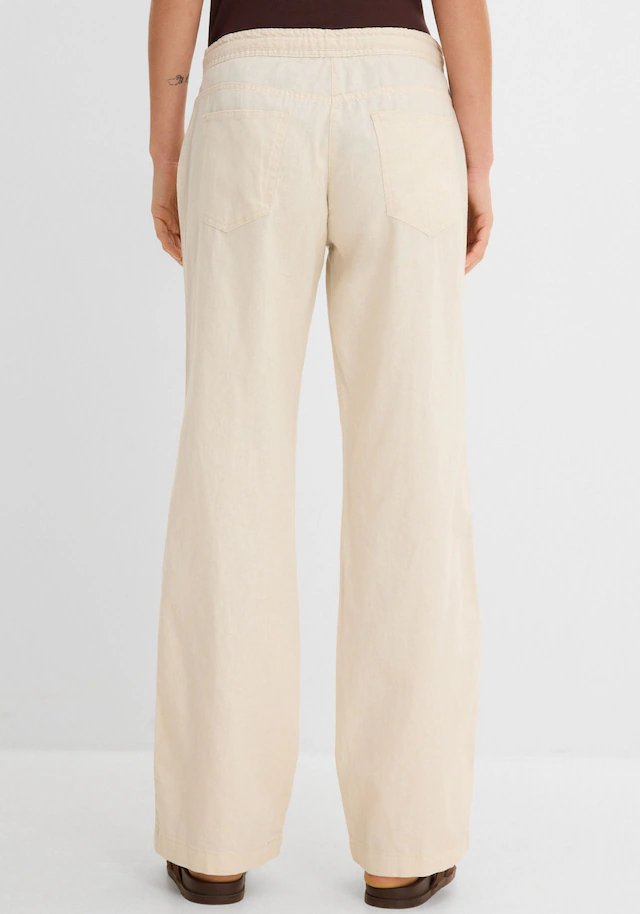 bonprix Leinenhose Loose Fit, mit Kordelzugbund, mit Eingrifftaschen, mit Gesäßtaschen