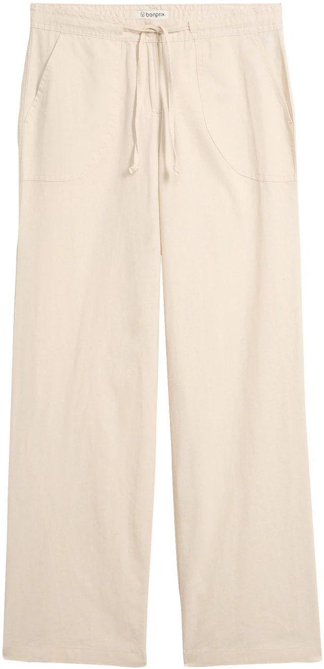 bonprix Leinenhose Loose Fit, mit Kordelzugbund, mit Eingrifftaschen, mit Gesäßtaschen