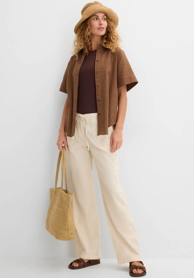 bonprix Leinenhose Loose Fit, mit Kordelzugbund, mit Eingrifftaschen, mit Gesäßtaschen