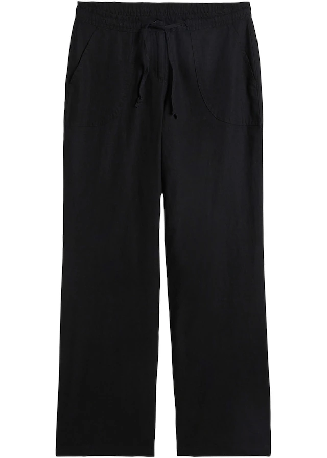 bonprix Leinenhose Loose Fit, mit Kordelzugbund, mit Eingrifftaschen, mit Gesäßtaschen