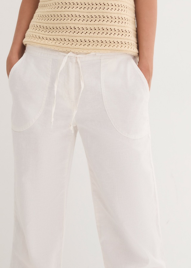 bonprix Leinenhose Loose Fit, mit Kordelzugbund, mit Eingrifftaschen, mit Gesäßtaschen