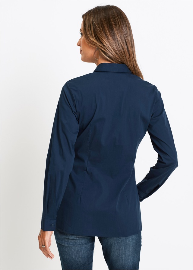 bonprix Langarmbluse »Long-Stretch-Bluse« lockere Passform, mit Stehkragen, mit verdeckter Knopfleiste