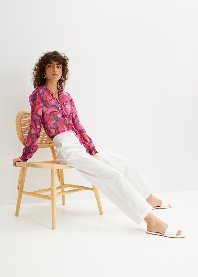 bonprix Leinenhose aus Leinen-Baumwoll-Mix, Loose Fit, komfortable Leibhöhe