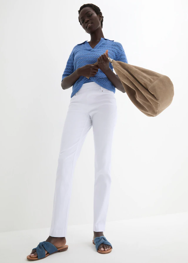 bonprix »Stretch-Hose in Schlupfform« aus Viskose, Slim Fit Passform, Schlupfform mit Gürtelschlaufen