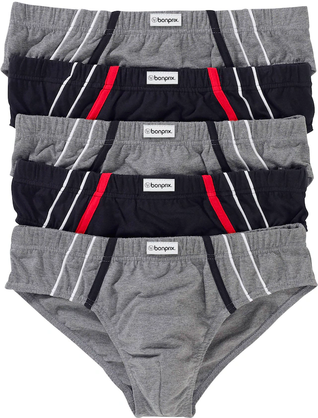 bonprix Maxislip Packung, 5 Stk. klassisch geschnittene Passform, sportive Optik, aus Baumwolle