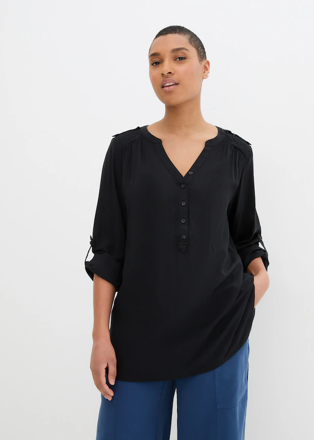 bonprix Tunika »Tunikabluse aus softer Viskose« Casual Stil, Regular Fit, mit Rundsaum, mit Knopfleiste
