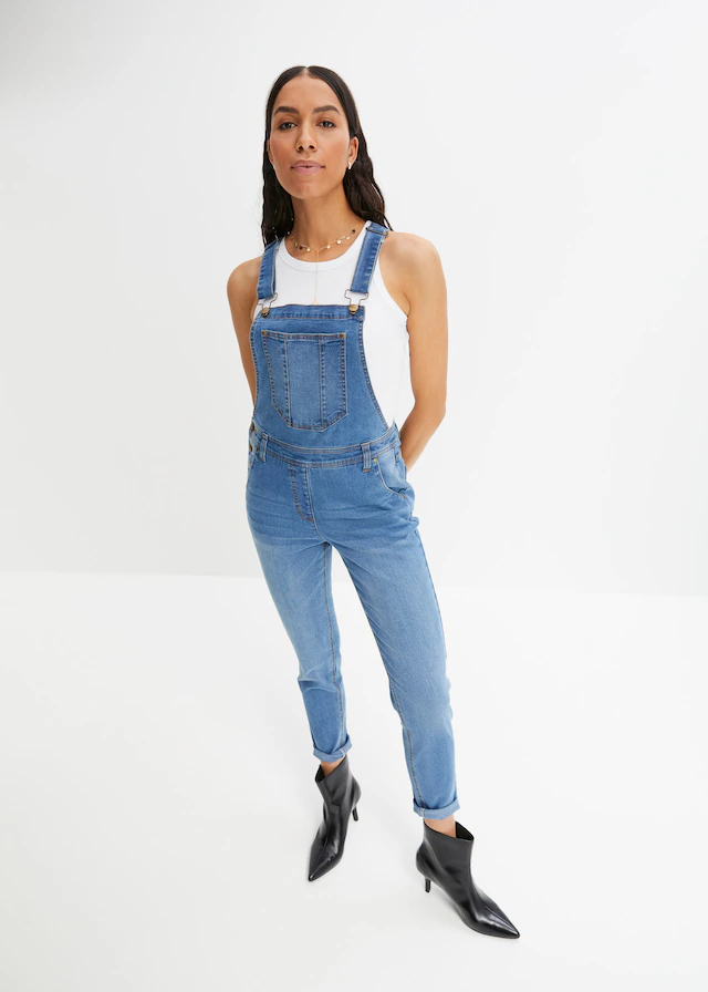 bonprix Jeanslatzhose lockerer loose fit, mit Elasthananteil