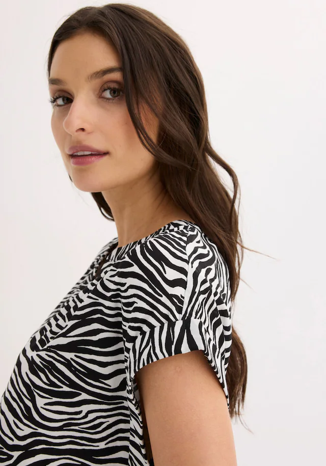 bonprix Tunika eleganter Look, Kurzarm-Design, Regular Fit, mit Henley-Kragen