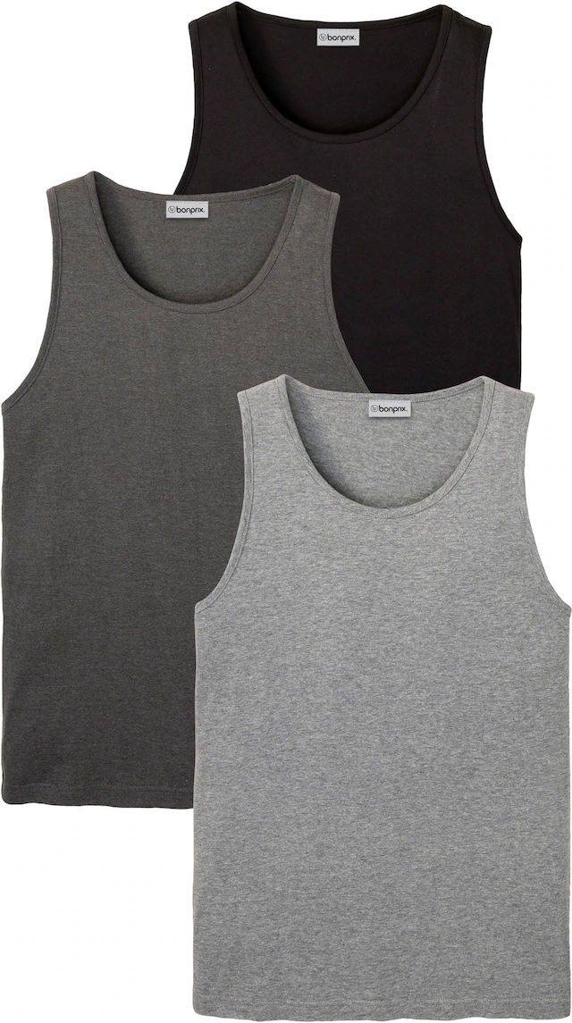 bonprix Tanktop Packung, 3er, 3 Stk. Regular Fit, Rundhalsausschnitt