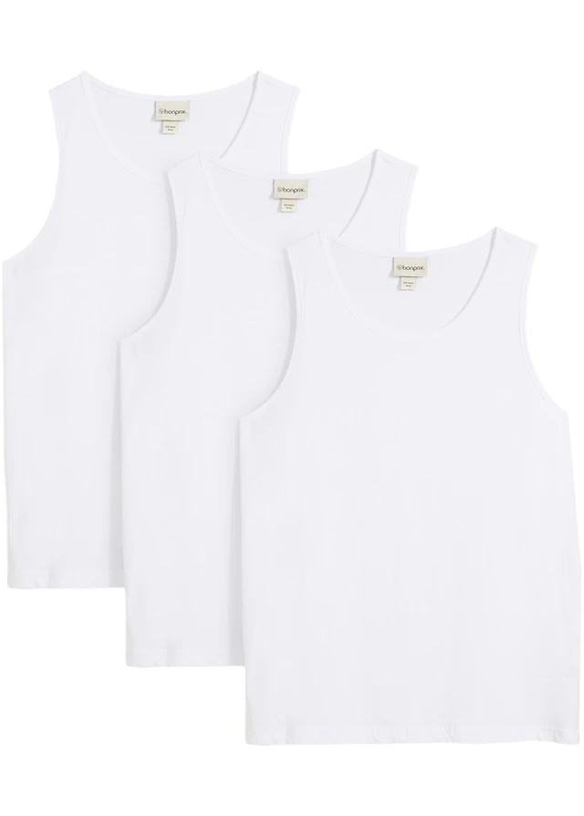 bonprix Tanktop Packung, 3er, 3 Stk. Regular Fit, Rundhalsausschnitt
