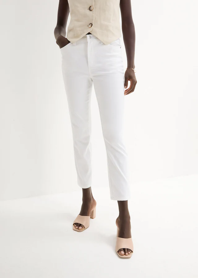 bonprix Stretch-Hose »Stretchhose aus Baumwolle« aus Baumwolle, Polyester und Elasthan, Slim Fit Passform, 7/8-Länge