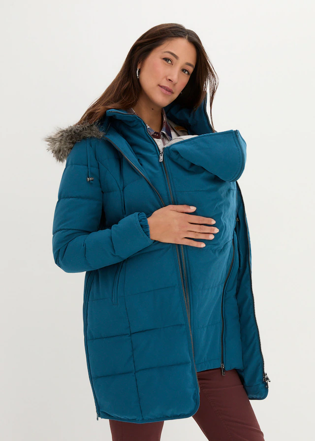 bonprix Umstandsjacke »3-in-1 warm wattierte Umstands- und Tragejacke« mit Kapuze 3-in-1 Tragefunktion für Schwangerschaft und Babytragen