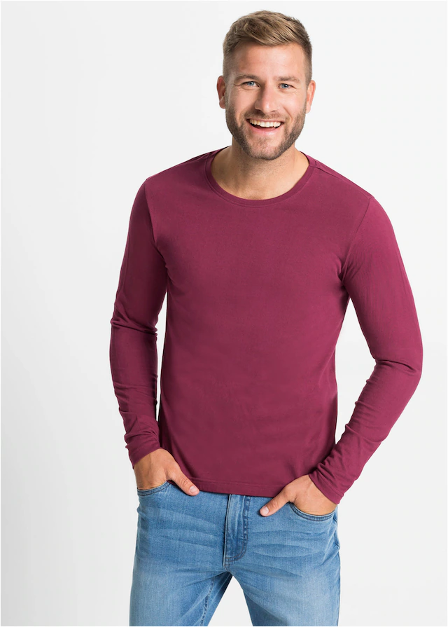 bonprix Langarmshirt »Langarmshirt (3er Pack)« Packung, 3 Stk. regular fit Passform, Rundhals-Ausschnitt, casual Stil, im 3er Pack