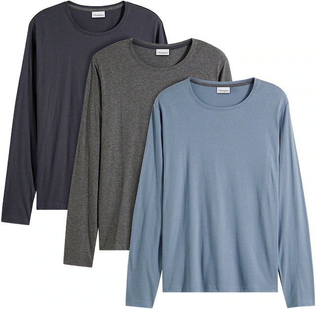 bonprix Langarmshirt »Langarmshirt (3er Pack)« Packung, 3 Stk. regular fit Passform, Rundhals-Ausschnitt, casual Stil, im 3er Pack