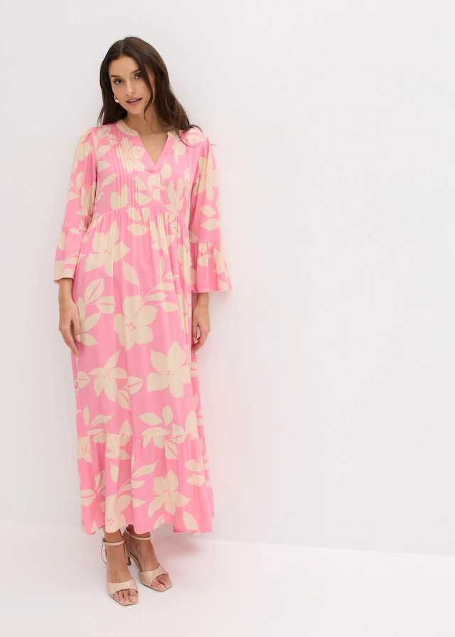 bonprix Maxikleid »Maxikleid aus fließender Viskose« für modischen Auftritt, aus Viskose, A-Linie, 3/4-Ärmel