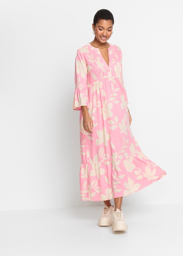 bonprix Maxikleid »Maxikleid aus fließender Viskose« für modischen Auftritt, aus Viskose, A-Linie, 3/4-Ärmel