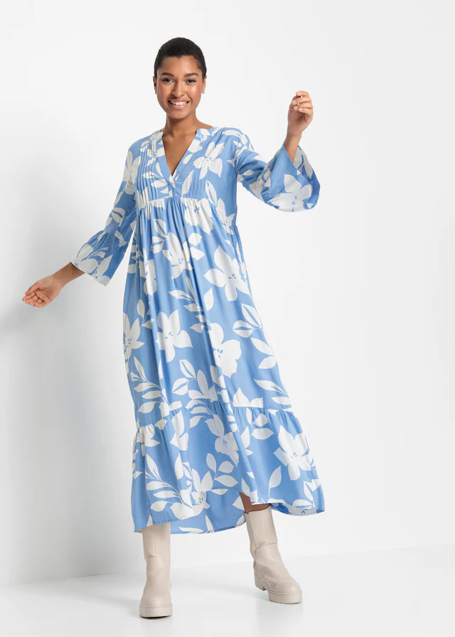 bonprix Maxikleid »Maxikleid aus fließender Viskose« für modischen Auftritt, aus Viskose, A-Linie, 3/4-Ärmel