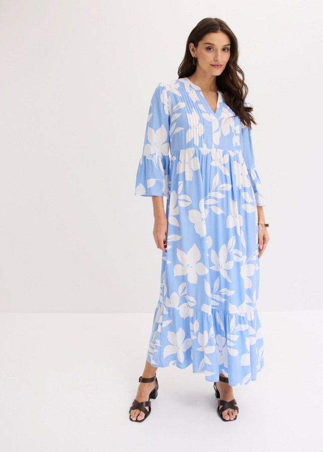 bonprix Maxikleid »Maxikleid aus fließender Viskose« für modischen Auftritt, aus Viskose, A-Linie, 3/4-Ärmel