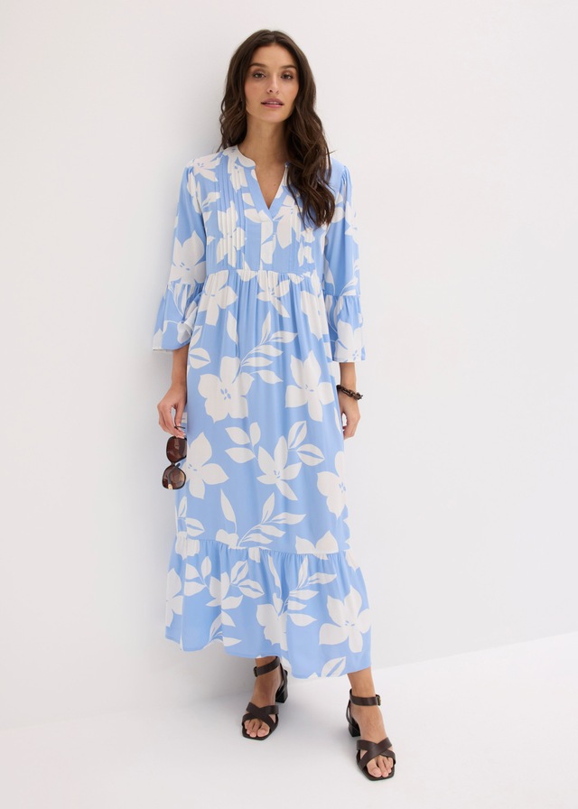 bonprix Maxikleid »Maxikleid aus fließender Viskose« für modischen Auftritt, aus Viskose, A-Linie, 3/4-Ärmel