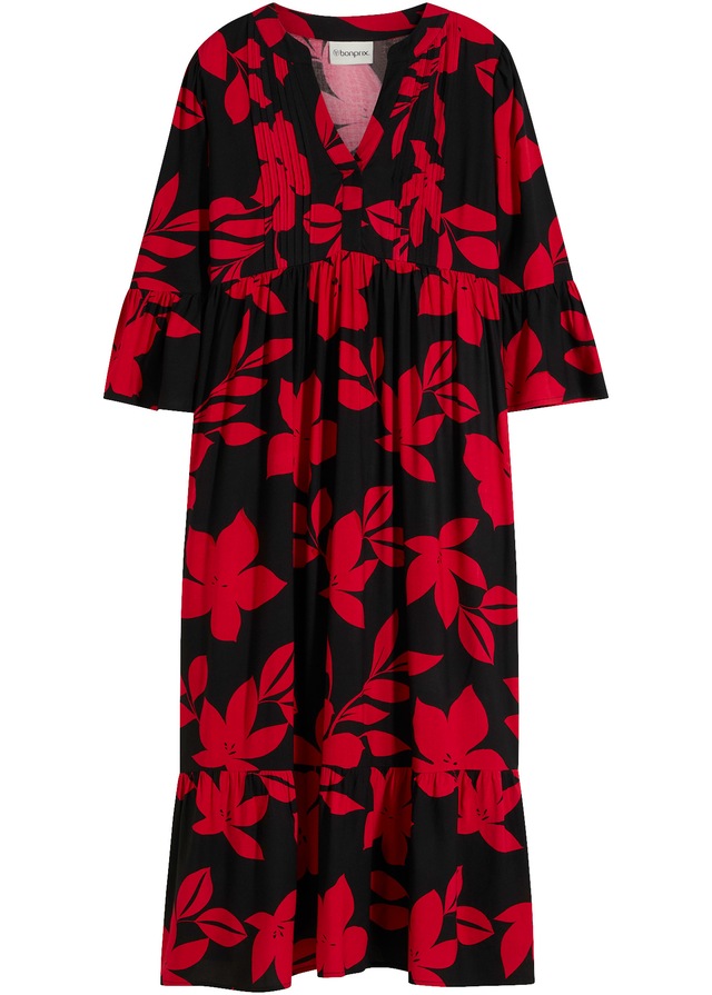 bonprix Maxikleid »Maxikleid aus fließender Viskose« für modischen Auftritt, aus Viskose, A-Linie, 3/4-Ärmel