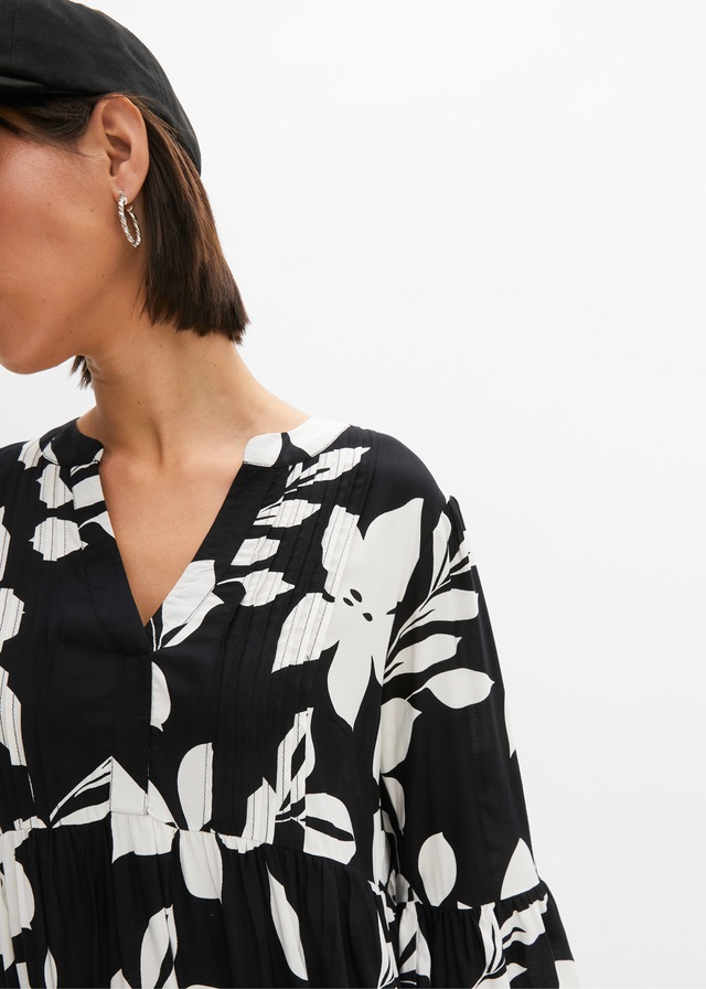 bonprix Maxikleid »Maxikleid aus fließender Viskose« für modischen Auftritt, aus Viskose, A-Linie, 3/4-Ärmel