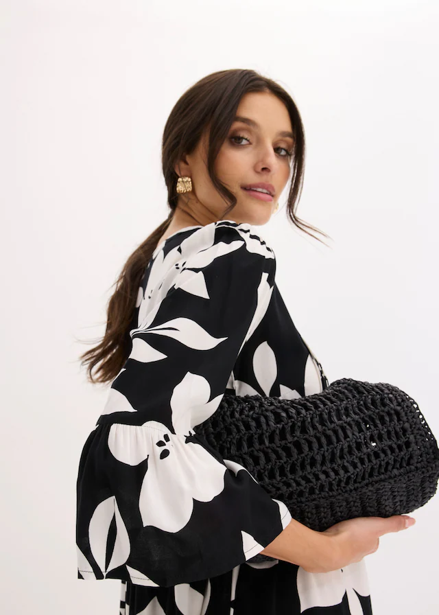 bonprix Maxikleid »Maxikleid aus fließender Viskose« für modischen Auftritt, aus Viskose, A-Linie, 3/4-Ärmel