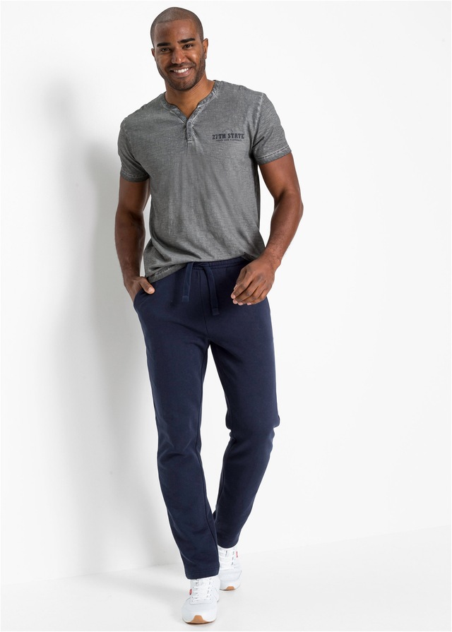 bonprix Henleyshirt Regular fit, Kurzarm, aus Baumwolle, Fade Out Look