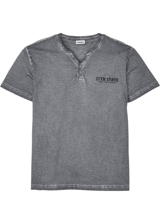bonprix Henleyshirt Regular fit, Kurzarm, aus Baumwolle, Fade Out Look