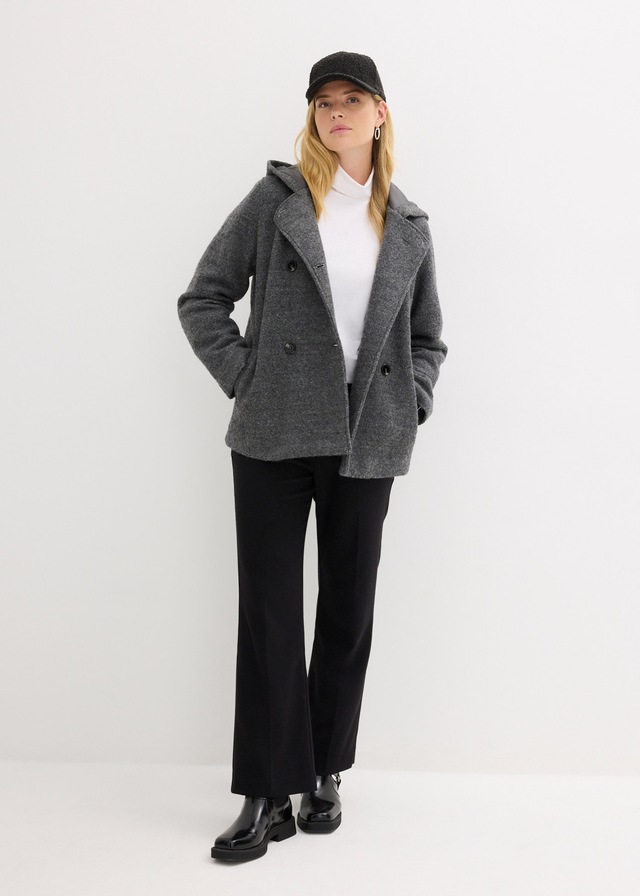 bonprix Cabanjacke mit Kapuze moderner Look, aus kuscheligem Bouclé-Material, mit Kapuze