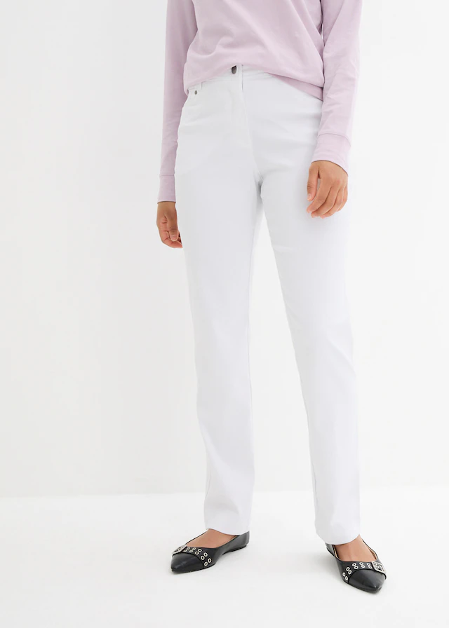 bonprix Stretch-Hose »Bengalin-Stretch-Hose mit Bequembund, Straight« aus Polyester, Viskose und Elasthan, mit Bequembund, Regular Fit
