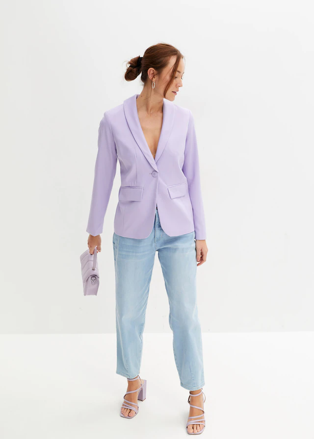 bonprix Jackenblazer eleganter Look, schmale Passform, aus Polyester und Elasthan