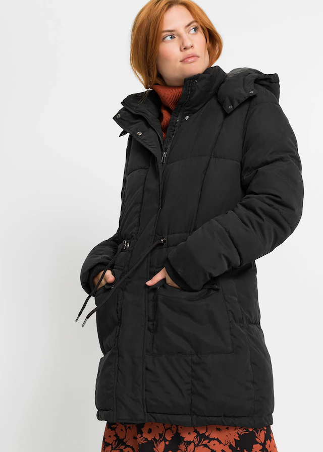 bonprix Winterjacke »Winterjacke mit verstellbarem Taillenbündchen« mit Kapuze mit abnehmbarer Kapuze, Loose Fit