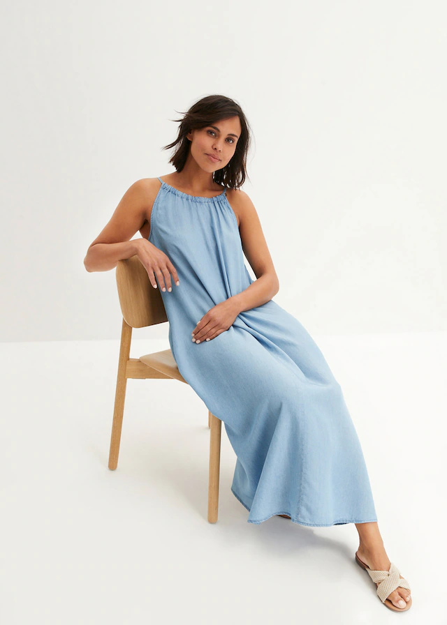 bonprix Jeanskleid »Jeanskleid aus fließendem Lyocell« für lässigen Look, aus Lyocell (TENCEL™), in A-Linie