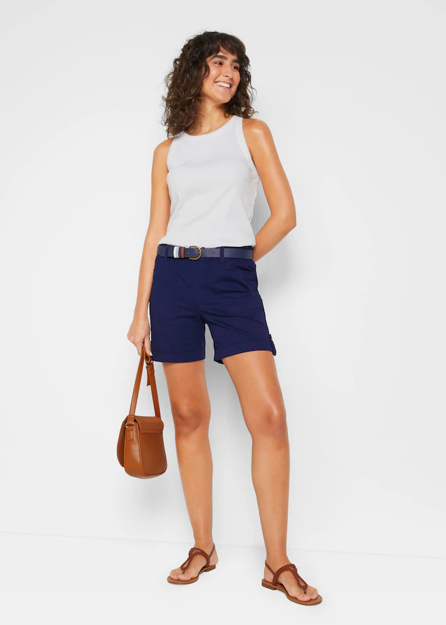 bonprix Bermudas »Baumwoll-Bermuda mit Gummibund« aus Baumwolle und Elasthan, lockere Passform