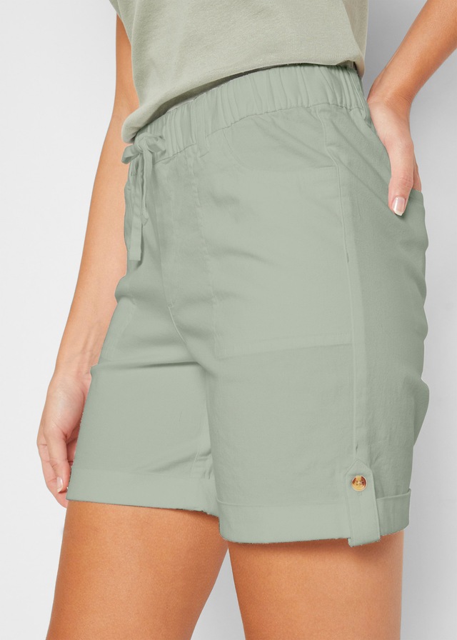 bonprix Bermudas »Baumwoll-Bermuda mit Gummibund« aus Baumwolle und Elasthan, lockere Passform