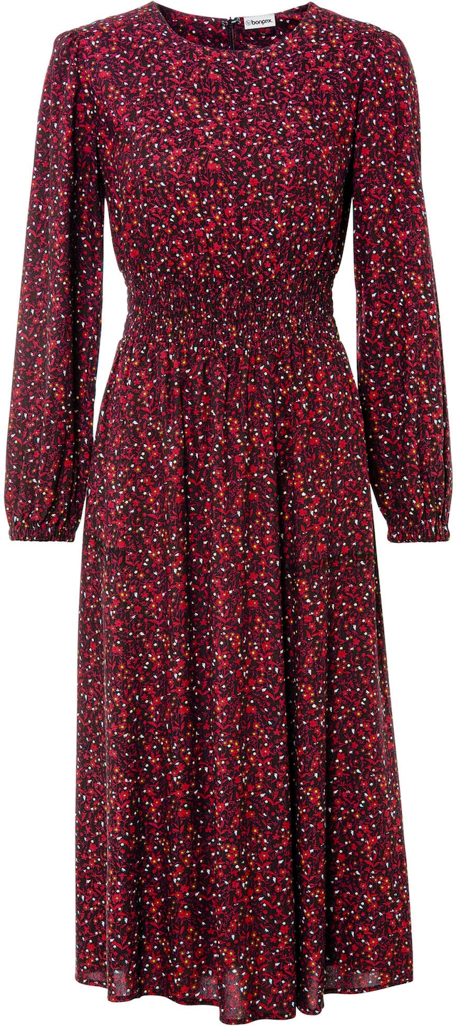 bonprix Midikleid »Midikleid mit Blumenprint« für die Herbstsaison, aus Viskose, Oversize-Passform