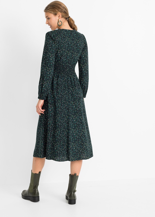bonprix Midikleid »Midikleid mit Blumenprint« für die Herbstsaison, aus Viskose, Oversize-Passform
