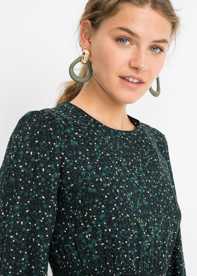 bonprix Midikleid »Midikleid mit Blumenprint« für die Herbstsaison, aus Viskose, Oversize-Passform
