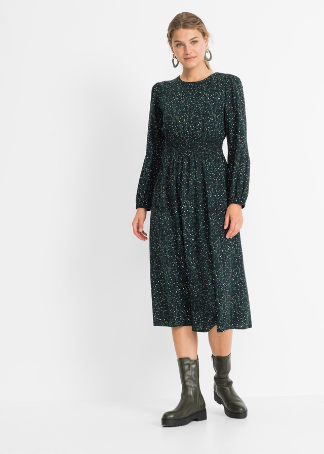 bonprix Midikleid »Midikleid mit Blumenprint« für die Herbstsaison, aus Viskose, Oversize-Passform