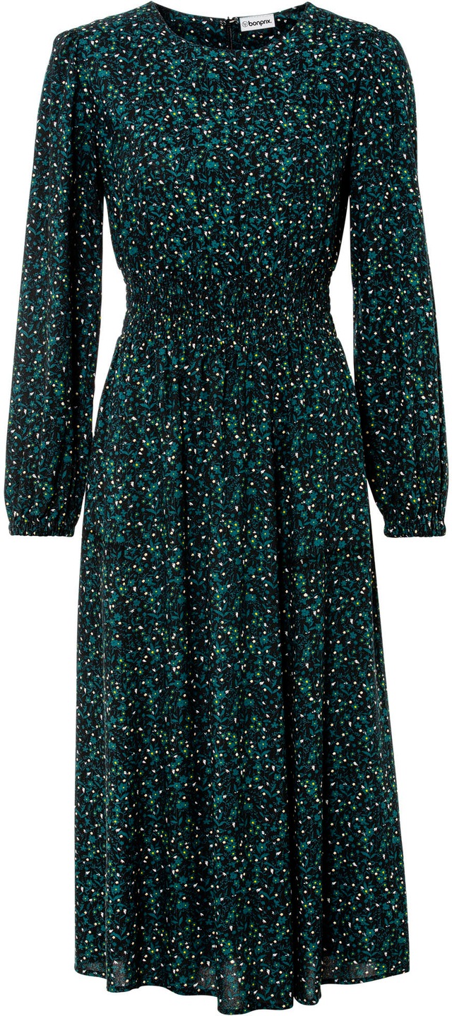 bonprix Midikleid »Midikleid mit Blumenprint« für die Herbstsaison, aus Viskose, Oversize-Passform
